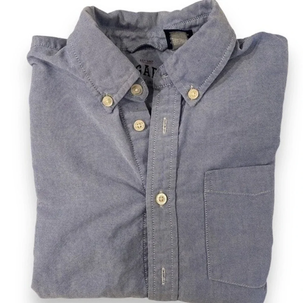 Gap Youth Boys Blue Short Sleeve Button Down Shirt | Size Medium (7/8)